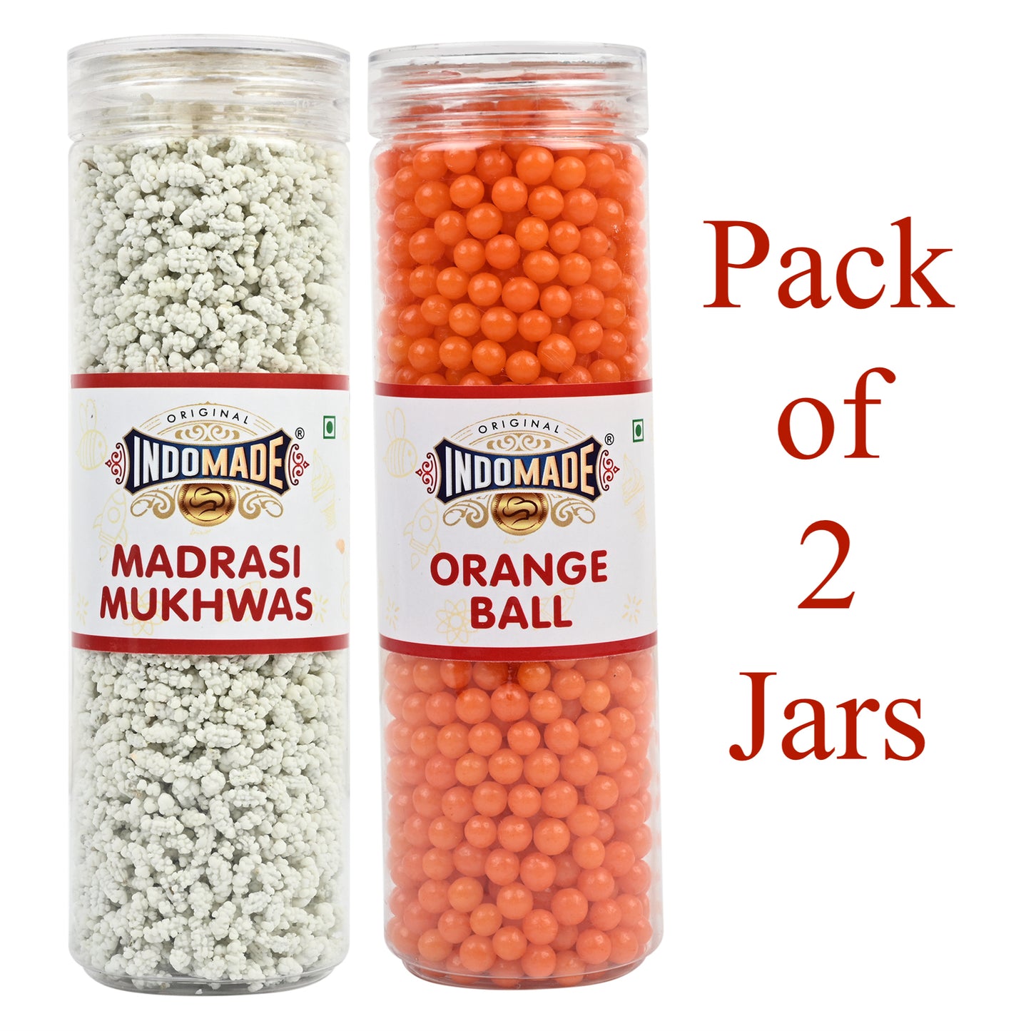 Multicolor Ball Madrasi Mukhwas and Orange Ball | After Meal Mouth Freshener | 250G Pack Of 2 Jar