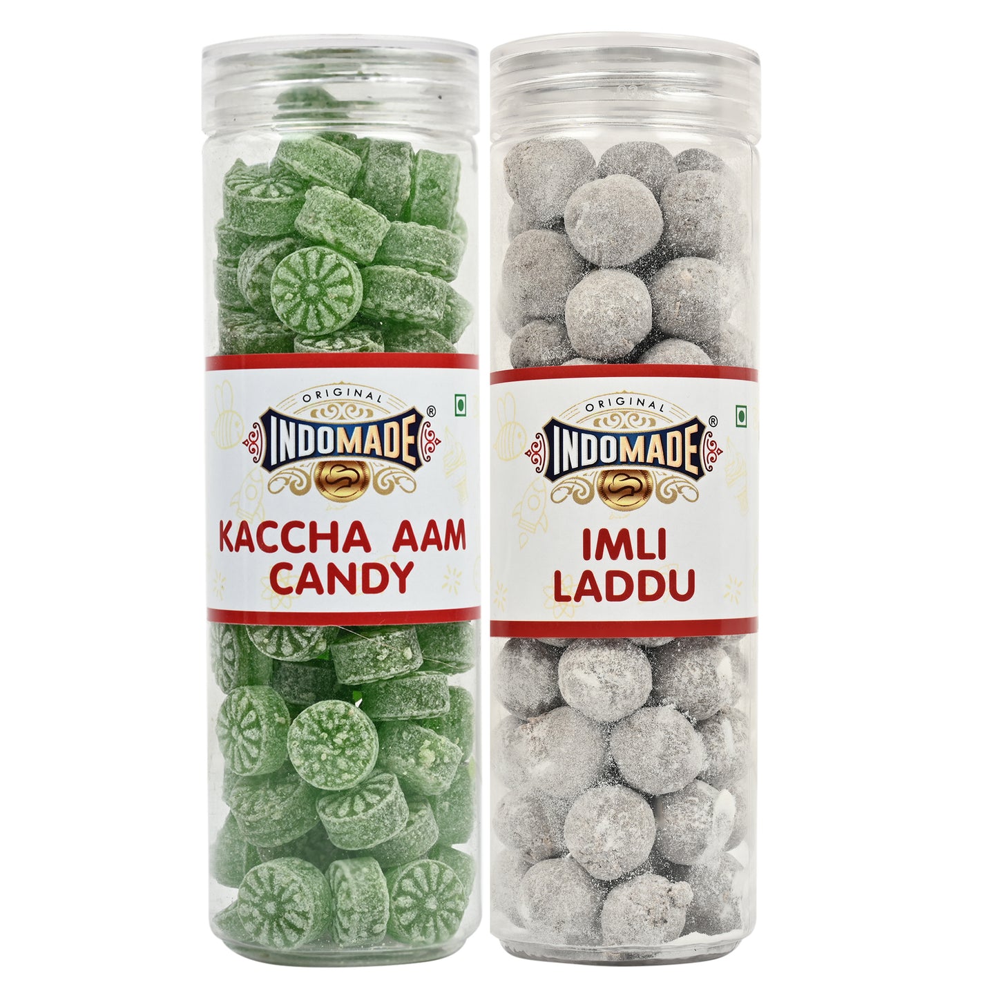 Indomade Kaccha Aam Candy and Imli Laddu After Meal Mouth Freshner | 250G Pack Of 2 Jar