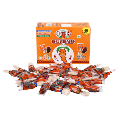 Indomade Desi Imli Pop Traditional Treat | Sweet & Spicy Tamarind Candy | 40 Pcs