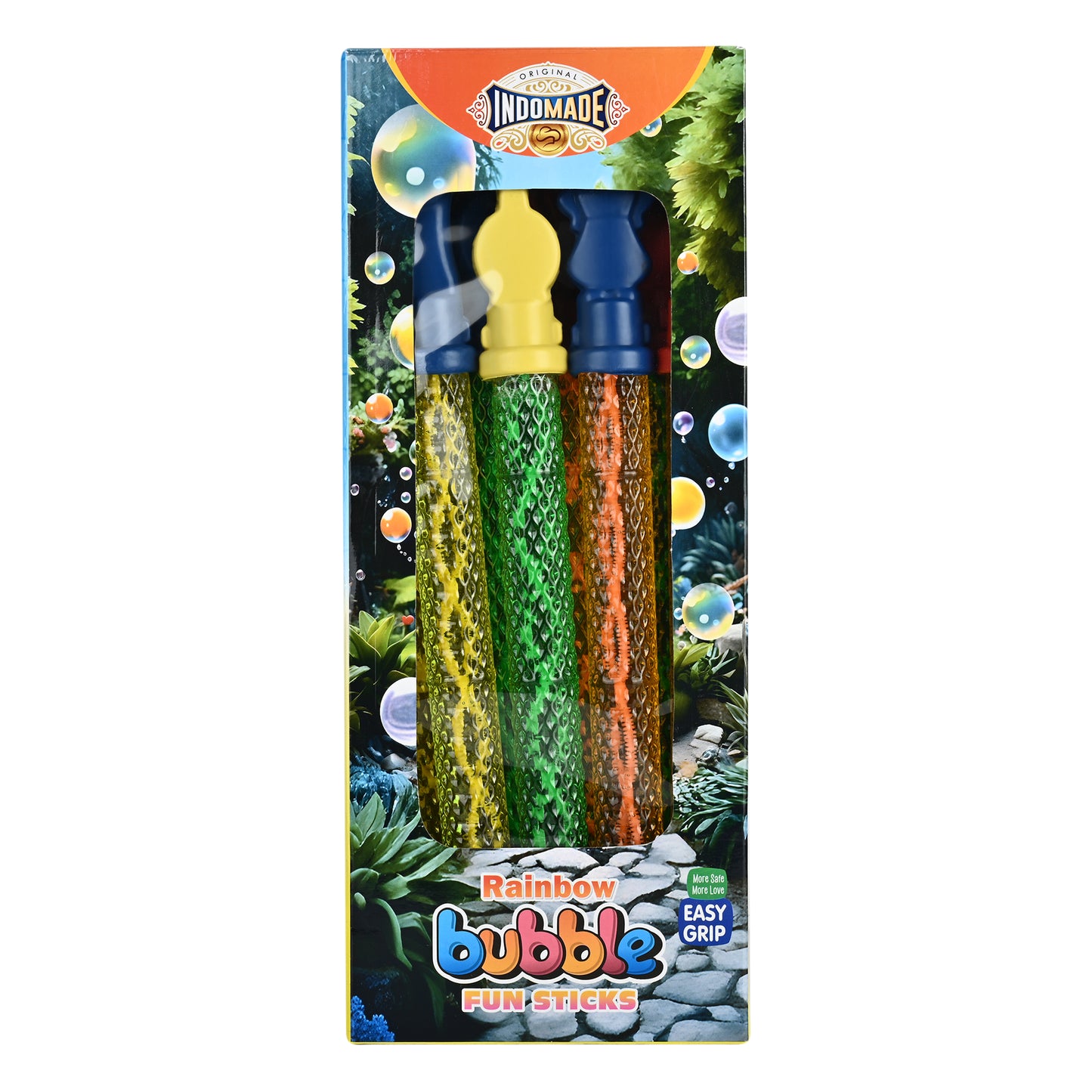 🫧 Rainbow Bubble Fun Sticks | Outdoor Bubble Toy for Kids Age 5+ | Easy Grip Bubble Wand Set