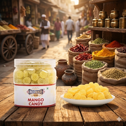 Indomade Original Mango Candy 500 g – Fruchtige Mango-Bonbons in Vorratsdose