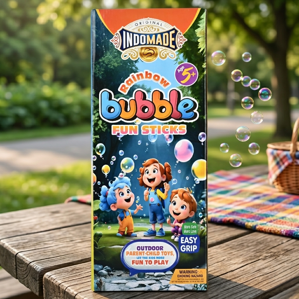 🫧 Rainbow Bubble Fun Sticks | Outdoor Bubble Toy for Kids Age 5+ | Easy Grip Bubble Wand Set
