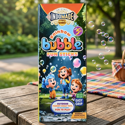 🫧 Rainbow Bubble Fun Sticks | Outdoor Bubble Toy for Kids Age 5+ | Easy Grip Bubble Wand Set