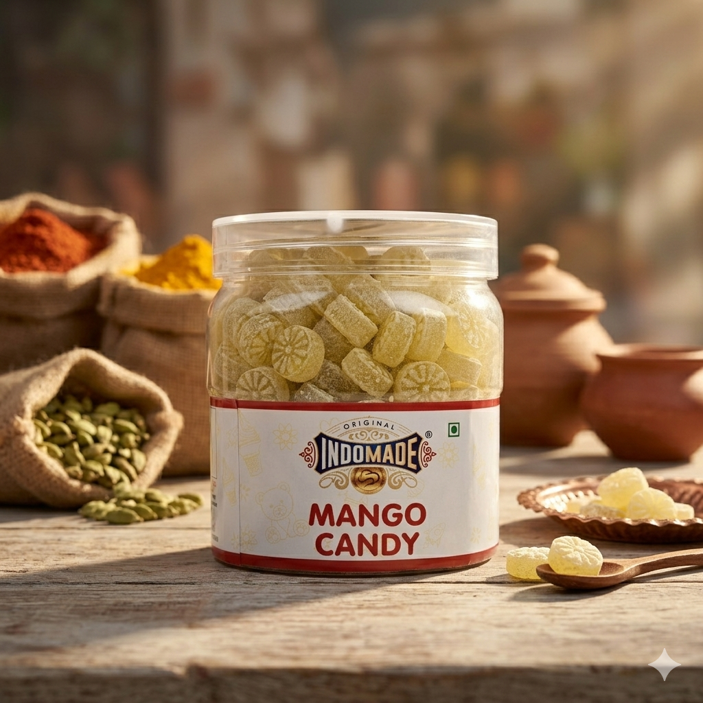 Indomade Original Mango Candy 500 g – Fruchtige Mango-Bonbons in Vorratsdose