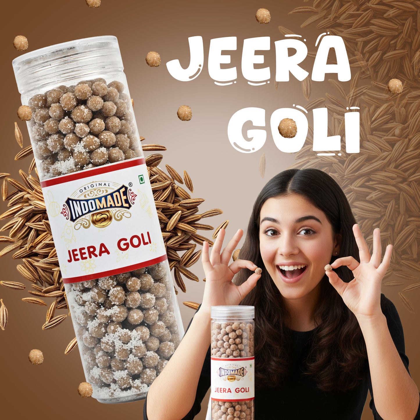 Indomade Jeera Goli Candy – Traditional Roasted Cumin Digestive Candy | Tangy & Flavorful Mouth Freshener