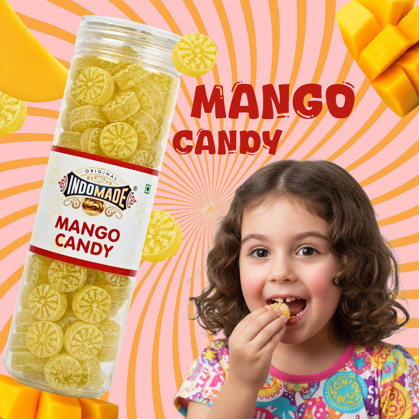 Indomade Original Mango Candy 250 g – Fruchtige Mango-Bonbons in praktischer Dose