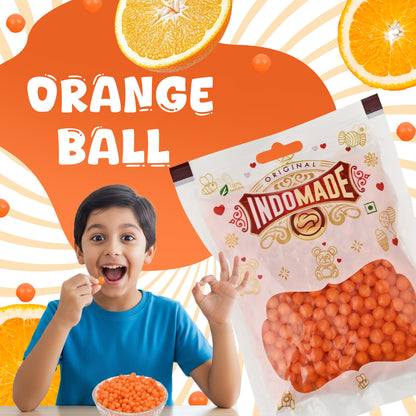 Indomade Orange Fruit Ball Candy – Crunchy & Fruity Bite-Sized Treats