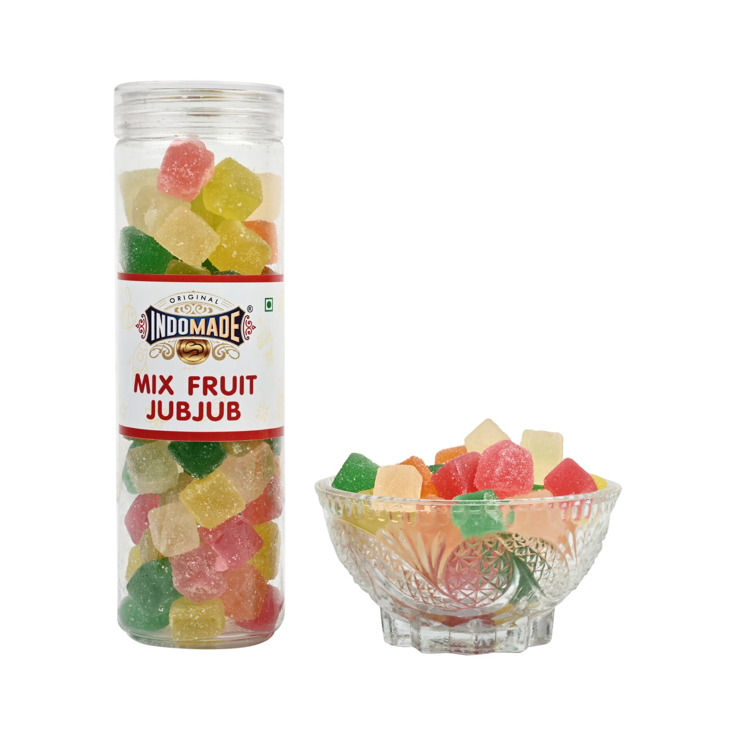 Multicolor Mix Fruit Jub Jub and Hing Peda After Meal Mouth Freshner | 250G Pack Of 2 Jar