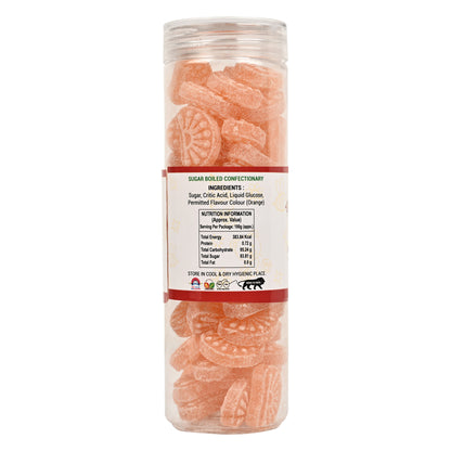 Orange And White Santra Candy Coconut Shot After Meal Pack Mouth Freshner Khatta Meetha Candy 250G Of 4 Jar
