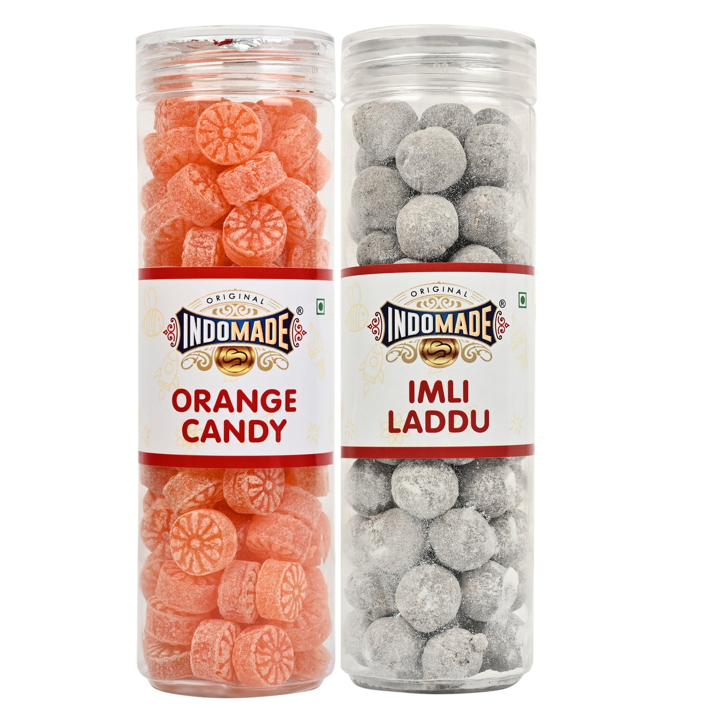 Indomade Imli Laddu and Orange Candy | Mouth Freshener Khatta Meetha Candy | 250G After Meal Pack Of 2