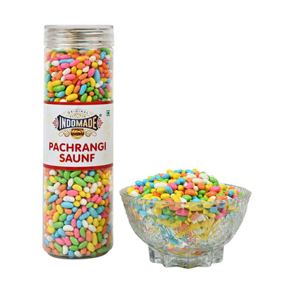 Indomade Multicolor Pachrangi Saunf and Mix Fruit Ball Mouth Freshner | 250G After Meal Pack Of 2
