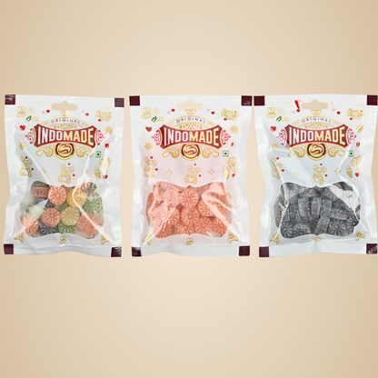 Indomade Chatpati Candy | Orange Candy | Mix Fruit Candy  | After Meal Mouth Freshener  100G Pack Of 3 Flavors Pouch