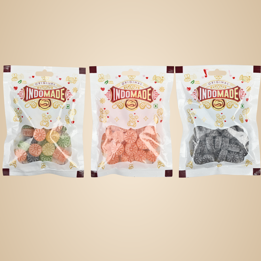 Indomade Chatpati Candy | Orange Candy | Mix Fruit Candy  | After Meal Mouth Freshener  100G Pack Of 3 Flavors Pouch