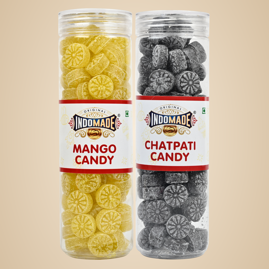 Indomade Mango Candy and Chatpati Candy After Meal Mouth Freshner | 250G Pack Of 2 Jar | Black candy