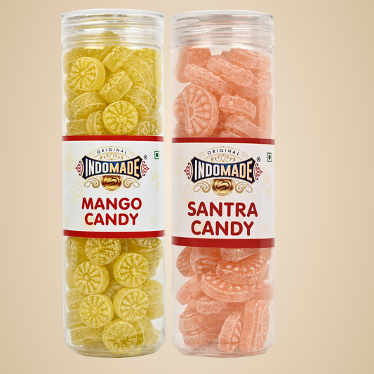 Orange And Yellow Mango Candy Santra Candy Mouth Freshner Khatta Meetha Candy 250G After Meal Pack Of 2 Jar Flavor