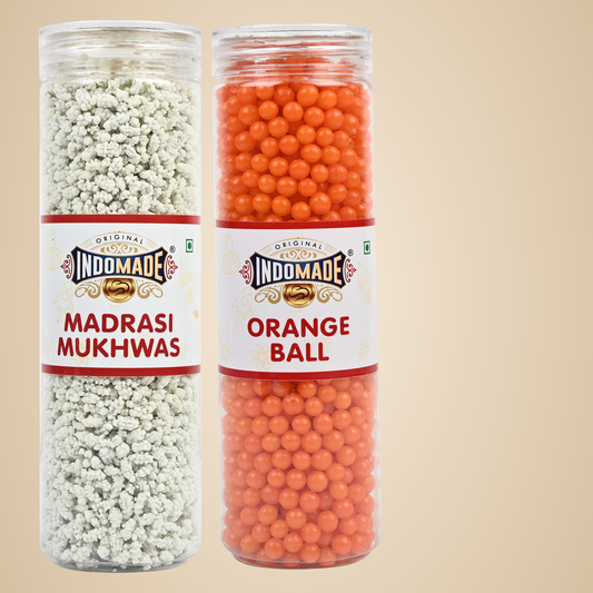 Multicolor Ball Madrasi Mukhwas and Orange Ball | After Meal Mouth Freshener | 250G Pack Of 2 Jar