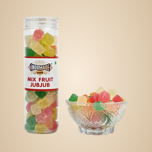 Indoamde Original Mix Fruit Jubjub | Small Jelly Candy | Flavour Mango Orange Lithi Guava Strawberry 250G Premium Small Packing | Multicolor