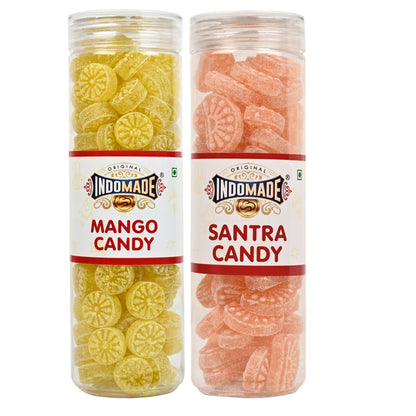 Orange And Yellow Mango Candy Santra Candy Mouth Freshner Khatta Meetha Candy 250G After Meal Pack Of 2 Jar Flavor