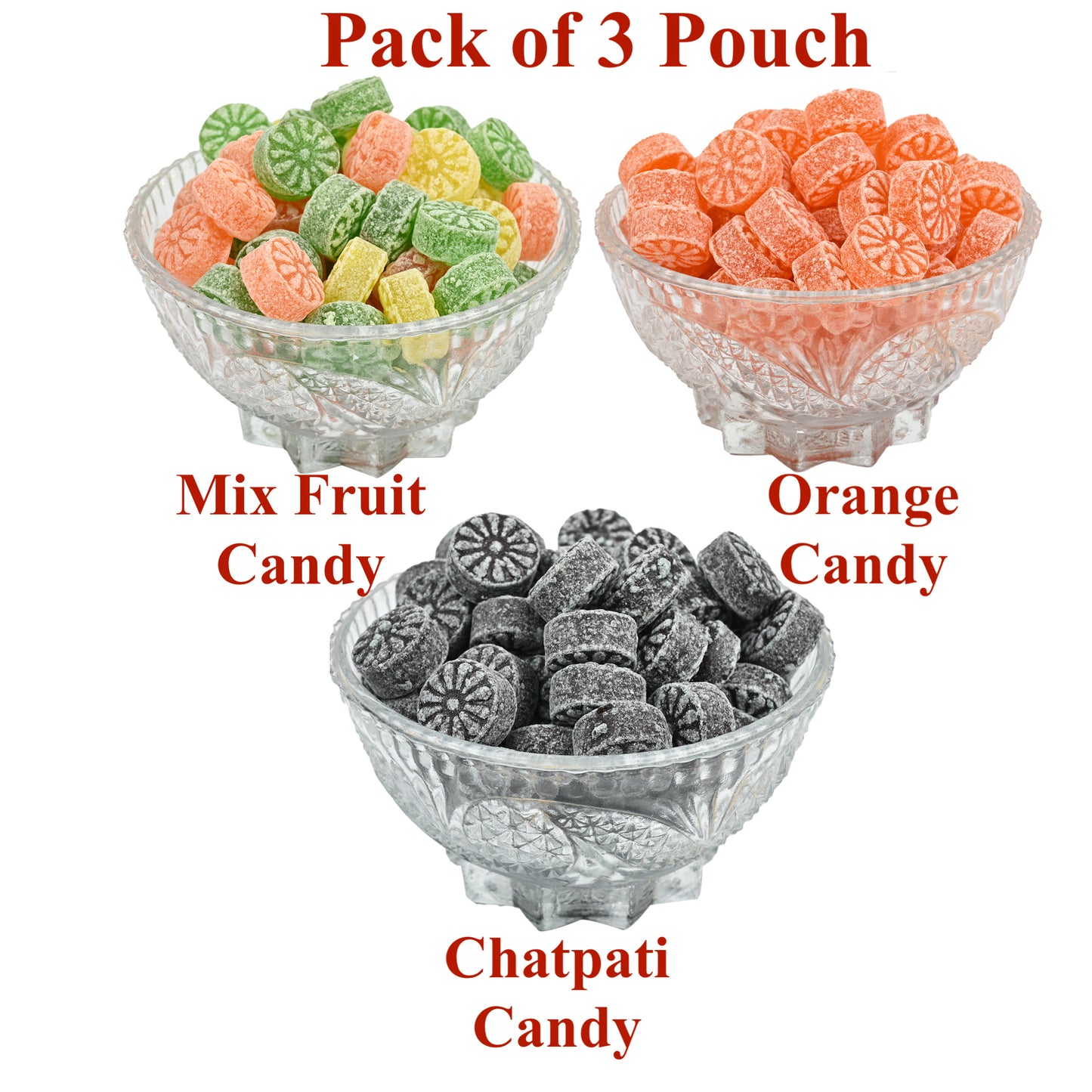 Indomade Chatpati Candy | Orange Candy | Mix Fruit Candy  | After Meal Mouth Freshener  100G Pack Of 3 Flavors Pouch