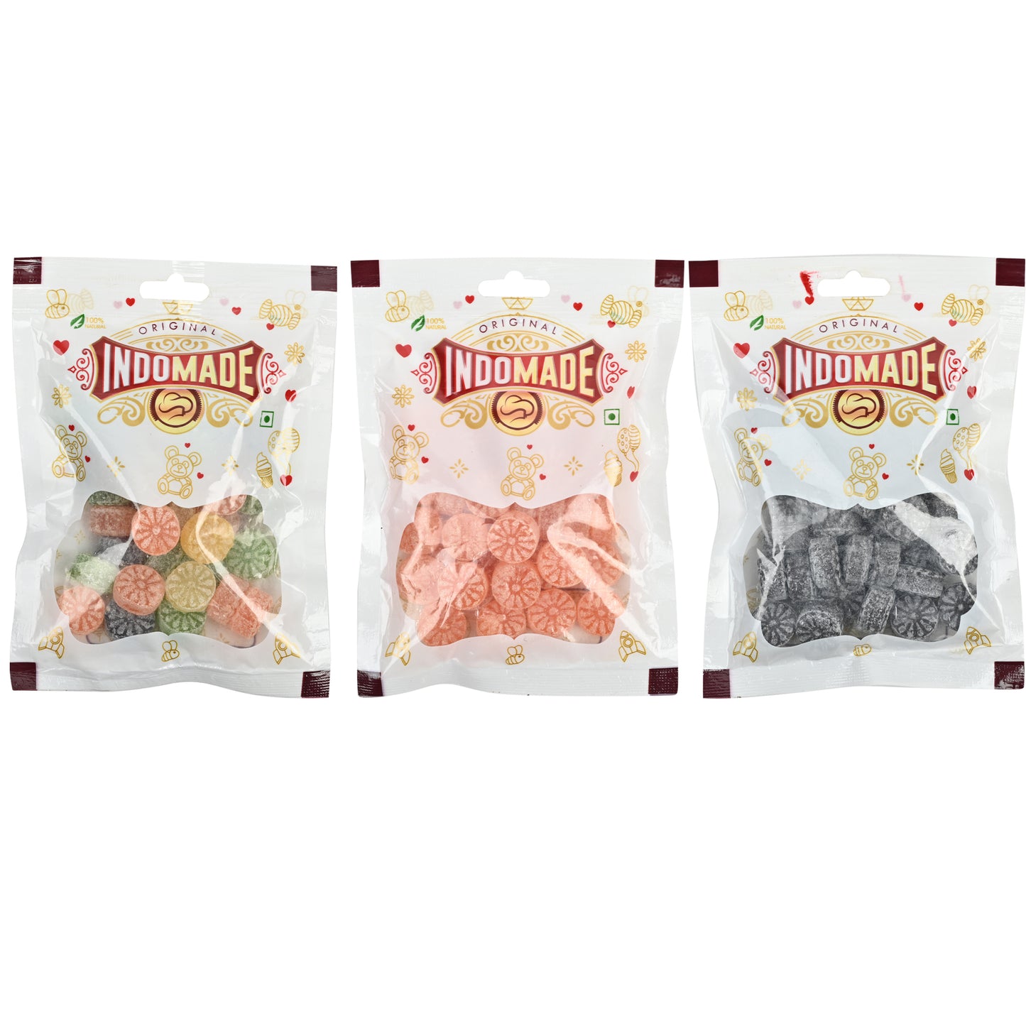 Indomade Chatpati Candy | Orange Candy | Mix Fruit Candy  | After Meal Mouth Freshener  100G Pack Of 3 Flavors Pouch